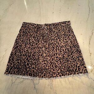 Madewell Women's Rigid Denim A-Line Mini Skirt in Leopard *EXCELLENT CONDITION*